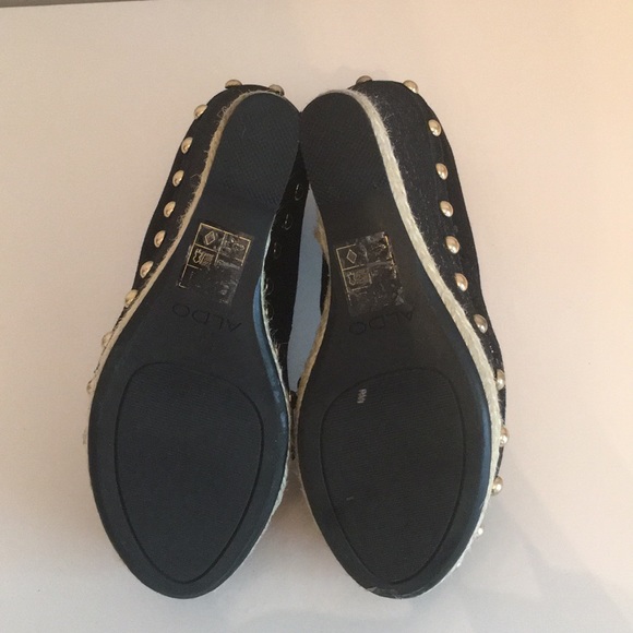 Aldo black studded canvas wedges - Picture 4 of 5